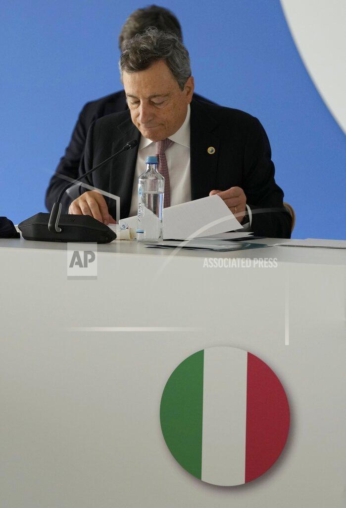 Thanassis Stavrakis Italian Prime Minister Mario Draghi attends the EUMED 9 summit at the Stavros Niarchos Foundation Cultural Center in Athens, Friday, Sept. 17, 2021. Nine European countries on the Mediterranean are holding a summit in Athens to discuss issues ranging from climate change and the pandemic response to migration and Afghanistan. (AP Photo/Thanassis Stavrakis)