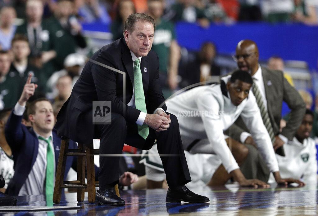 David J. Phillip Michigan State head coach Tom Izzo watches from the bench during the second half against Texas Tech in the semifinals of the Final Four NCAA college basketball tournament, Saturday, April 6, 2019, in Minneapolis. (AP Photo/David J. Phillip)