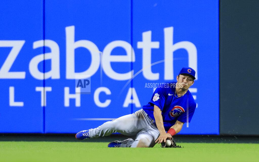 Aaron Doster Chicago Cubs' Seiya Suzuki is unable to make the catch on a single by Cincinnati Reds' Tommy Pham during the eighth inning of a baseball game in Cincinnati, Wednesday, May 25, 2022. The Reds won 4-3. (AP Photo/Aaron Doster)