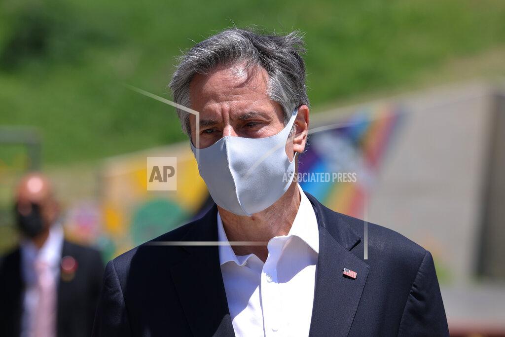 Evelyn Hockstein U.S. Secretary of State Antony Blinken visits the Civic Center for Peace, Wednesday, June 2, 2021, in Desamparados, Costa Rica. (Evelyn Hockstein/Pool via AP)