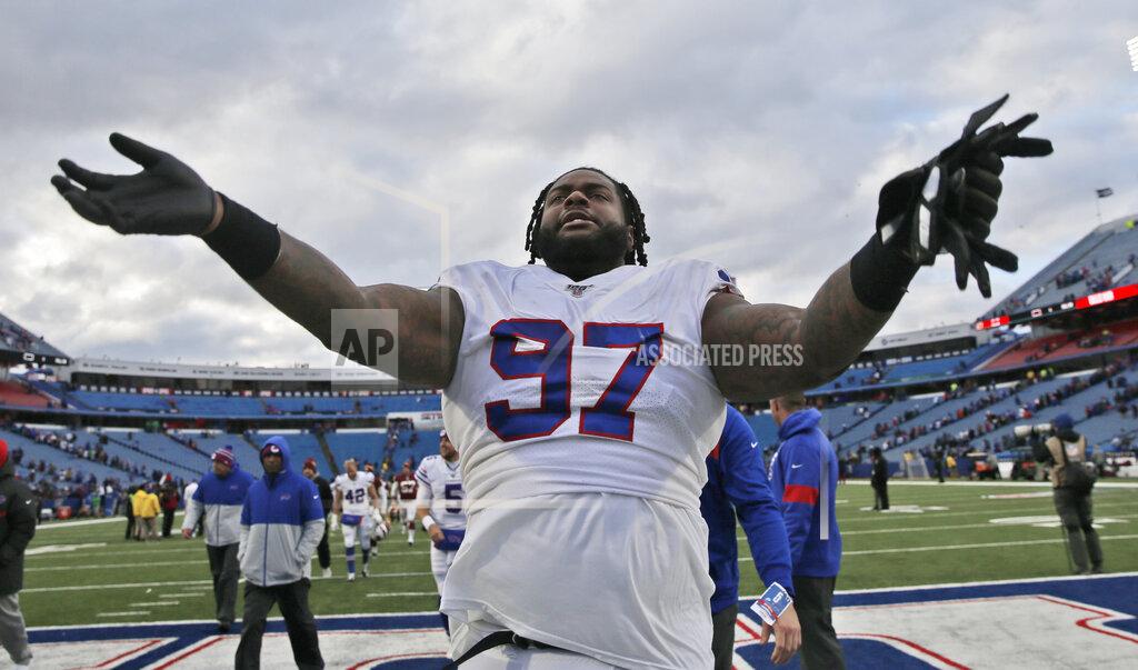 John Munson Buffalo Bills defensive tackle Jordan Phillips celebrates after the team defeated the Washington Redskins in an NFL football game, Sunday, Nov. 3, 2019, in Orchard Park, N.Y. (AP Photo/John Munson)