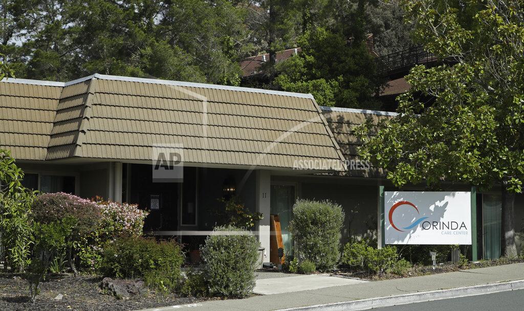 Ben Margot The entrance to the now closed Orinda Care Center is seen on Wednesday, April 8, 2020, in Orinda, Calif. This San Francisco Bay Area facility had nearly 50 COVID-19 cases with one fatality. (AP Photo/Ben Margot)