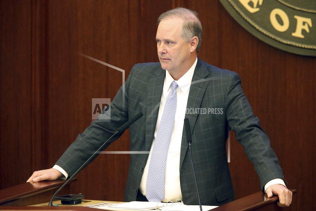 Steve Cannon Florida Senate president Wilton Simpson, R-Trilby, listens to bills being read at the start of a special session, Monday, May 17, 2021, in Tallahassee, Fla. (AP Photo/Steve Cannon)