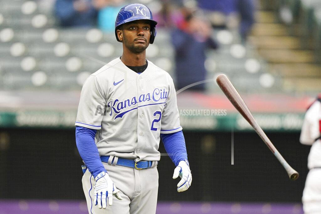 Tony Dejak Kansas City Royals' Michael A. Taylor tosses his bat after striking out in the first inning of a baseball game against the Cleveland Indians, Monday, April 5, 2021, in Cleveland. (AP Photo/Tony Dejak)