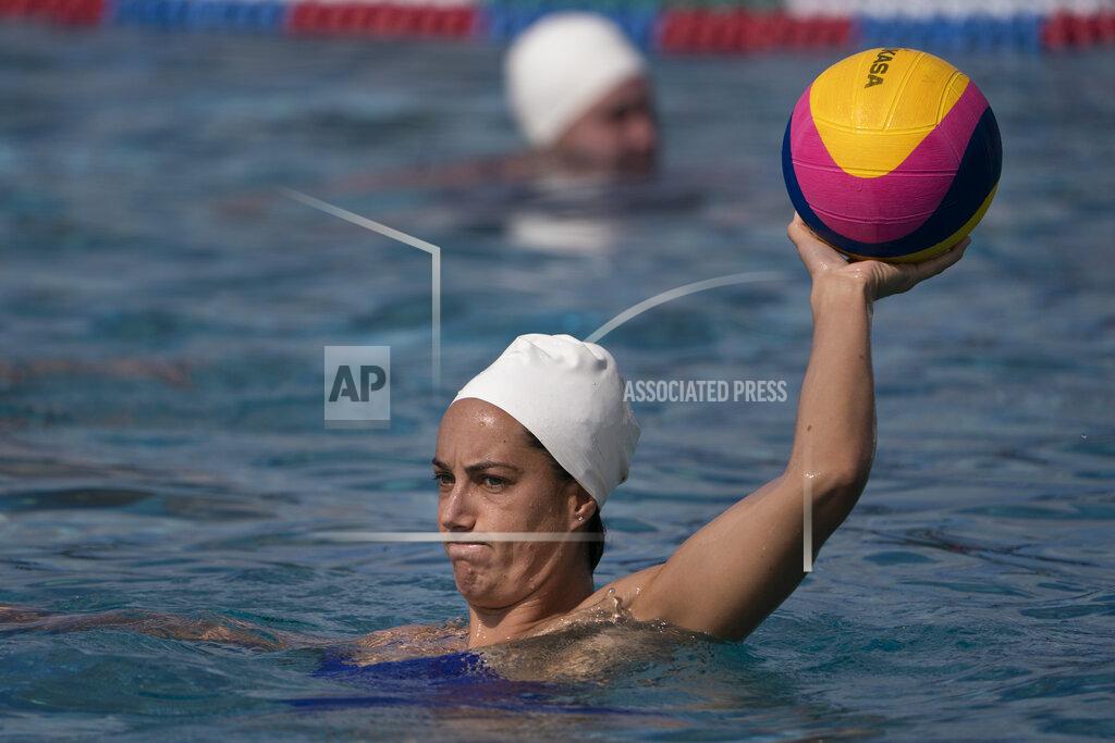 Jae C. Hong Maggie Steffens, a member of the U.S. women's water polo team, trains at MWR Aquatic Training Center Tuesday, April 27, 2021, in Los Alamitos, Calif. Steffens is going for a third consecutive gold medal with the U.S. women's water polo team at the Tokyo Olympics this summer. Steffens became team captain in 2014, and that role maybe took on some added significance while the U.S. served as its own opponent for 15 months before it swept a three-game series against Canada in May. (AP Photo/Jae C. Hong)