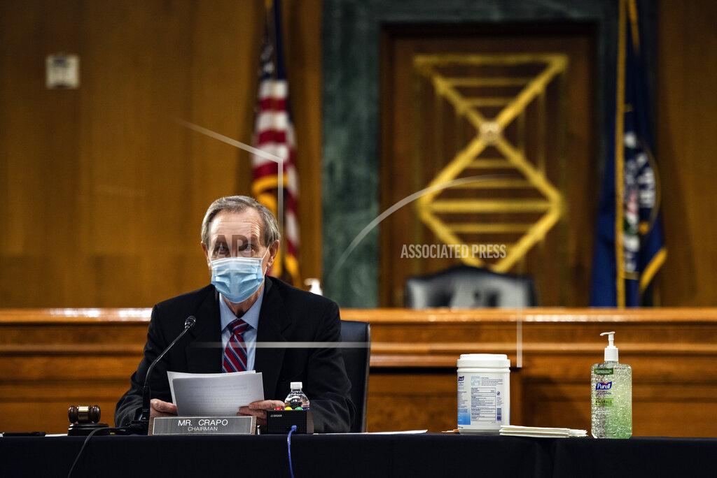 Salwan Georges Chairman Sen. Mike Crapo, R-Idaho, speaks during a nomination hearing for Brian Miller, who is nominated to be Department of the Treasury Special Inspector General for Pandemic Recovery, and Dana Wade, nominated to be Assistant Secretary of Housing and Urban Development, during a hearing before the Senate Banking, Housing, and Urban Affairs Committee on Capitol Hill in Washington, Tuesday, May 5, 2020. (Salwan Georges/The Washington Post via AP, Pool)