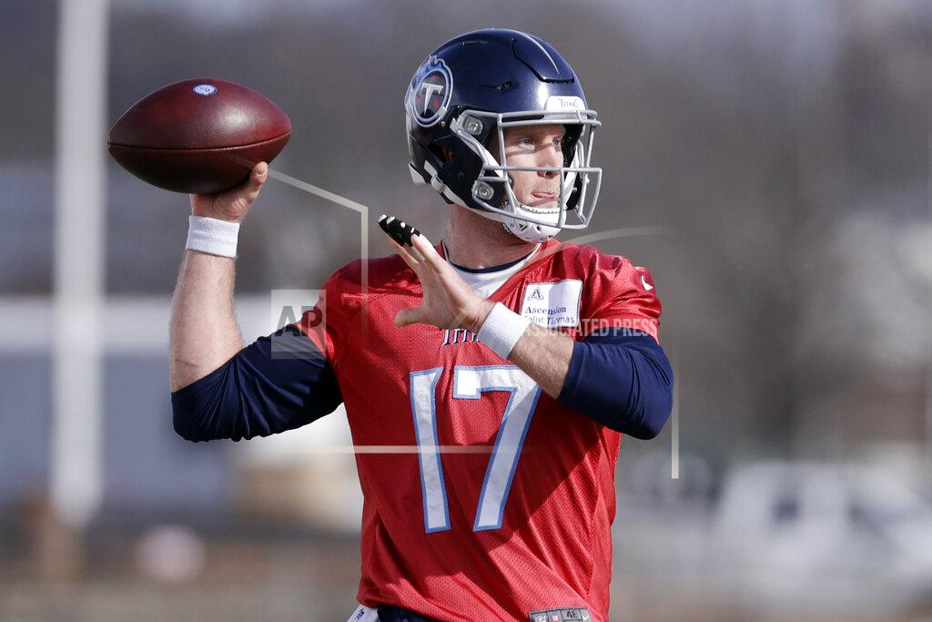Mark Humphrey Tennessee Titans quarterback Ryan Tannehill throws during an NFL football practice Thursday, Jan. 16, 2020, in Nashville, Tenn. The Titans are scheduled to face the Kansas City Chiefs in the AFC Championship game Sunday. (AP Photo/Mark Humphrey)