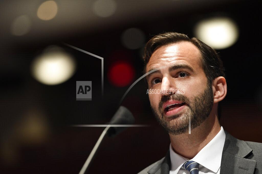 John Elias, a career official in the Justice Department's antitrust division, testifies before the House Judiciary Committee on Capitol Hill in Washington, Wednesday, June 24, 2020, during a hearing on oversight of the Justice Department and a probe into the politicization of the department under Attorney General William Barr. (AP Photo/Susan Walsh, Pool)