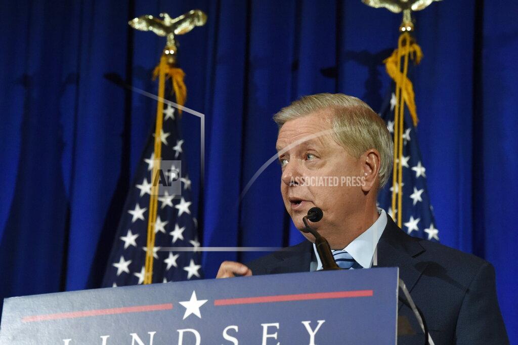 Meg Kinnard U.S. Sen. Lindsey Graham of South Carolina makes his victory speech after winning another term in office on Tuesday, Nov. 3, 2020, in Columbia, S.C. (AP Photo/Meg Kinnard)