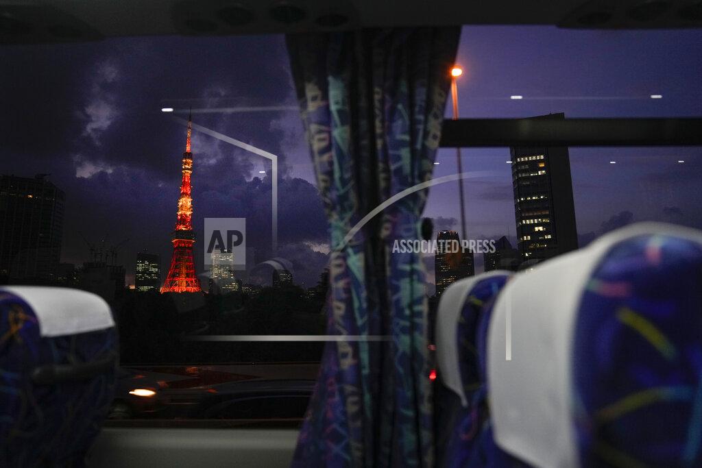 Jae C. Hong The Tokyo Tower is seen through a bus window ahead of the delayed 2020 Summer Olympics on Thursday, July 15, 2021, in Tokyo. (AP Photo/Jae C. Hong)