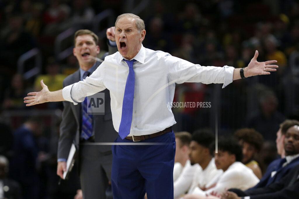 Kiichiro Sato Michigan head coach John Beilein argues a call during the second half of an NCAA college basketball game against Iowa in the quarterfinals of the Big Ten Conference tournament, Friday, March 15, 2019, in Chicago. (AP Photo/Kiichiro Sato)