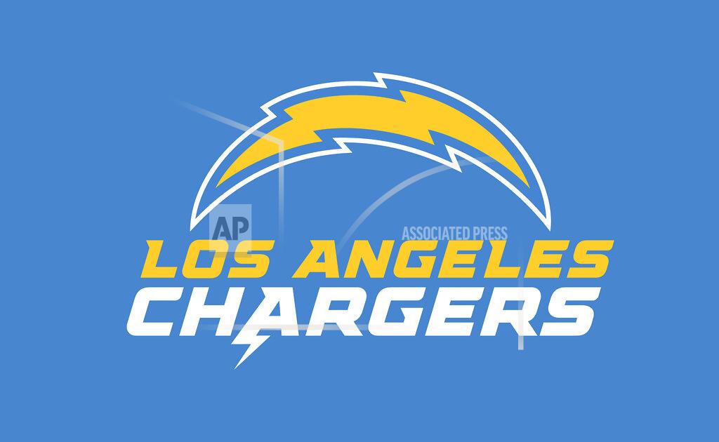 This image provided by the Los Angeles Chargers shows the Los Angeles Chargers updated logo. The Los Angeles Chargers have updated their bolt logo and unveiled new logotype ahead of their move into their new home at Hollywood Park, Tuesday, March 24, 2020. (Los Angeles Chargers via AP)
