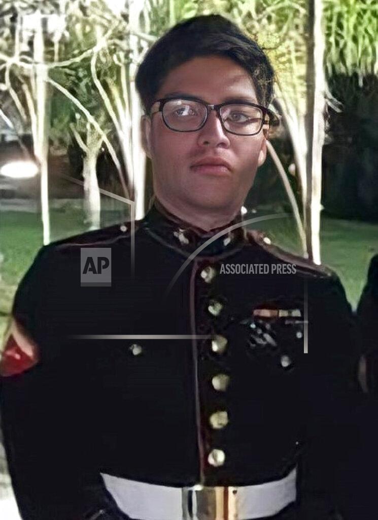Uncredited FILE - This undated file photo released by the U.S. Marines shows Marine Corps Cpl. Humberto Sanchez, 22, of Logansport, Ind., who one of 13 U.S. service members killed in a suicide bombing during the U.S.-run evacuation at Afghanistan's Kabul airport. Sanchez's funeral is Tuesday, Sept. 14, 2021, in Logansport. (U.S. Marines via AP, File)