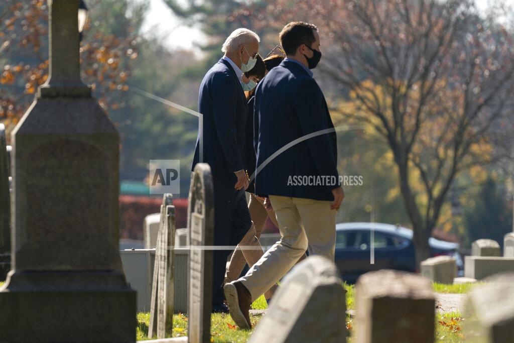 Carolyn Kaster President-elect Joe Biden arrives for mass at St. Joseph on the Brandywine Catholic Church, Sunday, Nov. 8, 2020, in Wilmington, Del. (AP Photo/Carolyn Kaster)