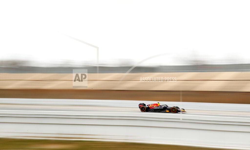 Joan Monfort Red Bull driver Max Verstappen of the Netherlands steers his car during a Formula One pre-season testing session at the Catalunya racetrack in Montmelo, just outside of Barcelona, Spain, Friday, Feb. 25, 2022. (AP Photo/Joan Monfort)