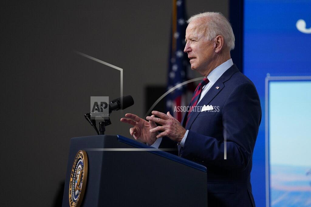 Evan Vucci President Joe Biden speaks during an event on the American Jobs Plan in the South Court Auditorium on the White House campus, Wednesday, April 7, 2021, in Washington. (AP Photo/Evan Vucci)