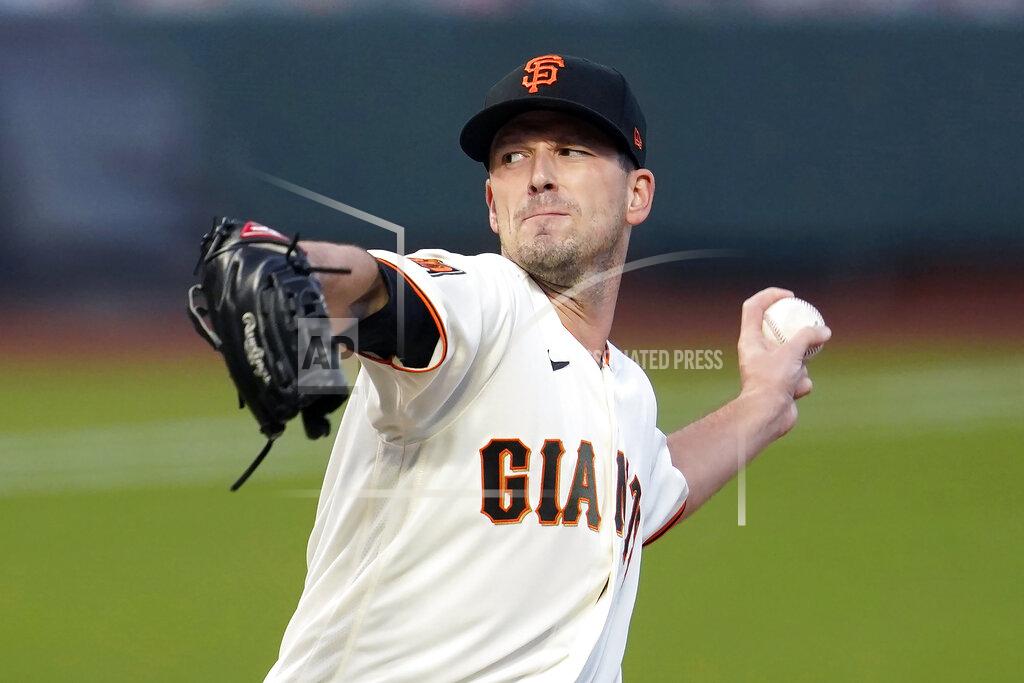 Jeff Chiu San Francisco Giants' Drew Smyly throws against the Seattle Mariners during a baseball game in San Francisco, Wednesday, Sept. 16, 2020. Smyly became the first of the 181 free agents to switch teams when he agreed Monday, Nov. 16, 2020, to an $11 million, one-year contract with the Atlanta Braves, who are looking to bolster a rotation that was depleted by injuries and disappointing performances. (AP Photo/Jeff Chiu)