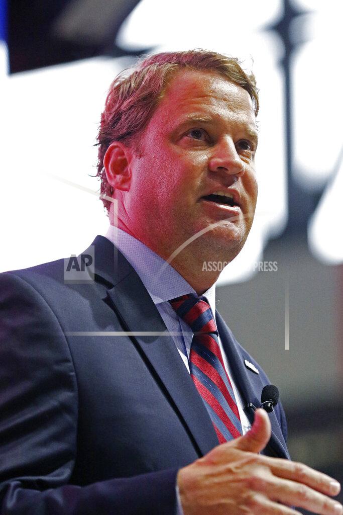 Rogelio V. Solis Lane Kiffin speaks to Mississippi fans after being introduced as the new NCAA college football coach during a public introduction at The Pavilion, a multipurpose arena on the campus in Oxford, Miss., Monday, Dec. 9, 2019. Kiffin was previously, the football coach for three years at Florida Atlantic. (AP Photo/Rogelio V. Solis)