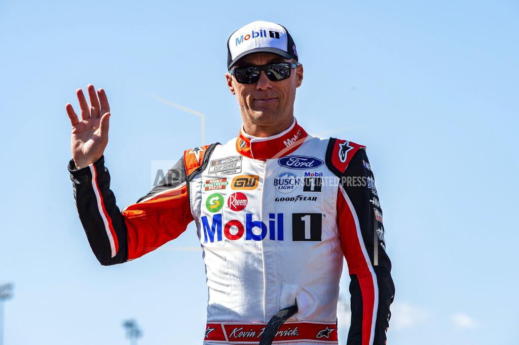 Mike Caudill Kevin Harvick is introduced during driver introductions at a NASCAR Cup Series auto race at Richmond Raceway on Sunday, April 3, 2022, in Richmond, Va. (AP Photo/Mike Caudill)