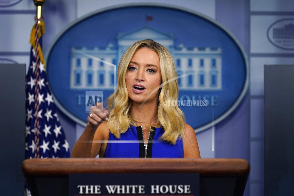 White House press secretary Kayleigh McEnany speaks during a press briefing at the White House, Thursday, Sept. 3, 2020, Washington. (AP Photo/Evan Vucci)