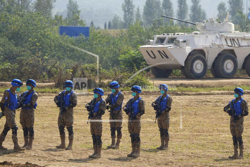 Ng Han Guan United Nations troops from Pakistan take part in the Shared Destiny 2021 drill at the Queshan Peacekeeping Operation training base in Queshan County in central China's Henan province Wednesday, Sept. 15, 2021. Peacekeeping troops from China, Thailand, Mongolia and Pakistan took part in the 10 days long exercise that field reconnaissance, armed escort, response to terrorist attacks, medical evacuation and epidemic control. (AP Photo/Ng Han Guan)