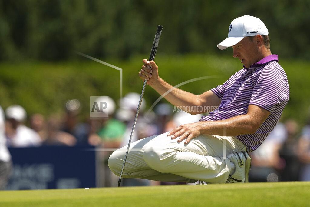 Matt York Jordan Spieth reacts after missing a putt on the sixth hole during the first round of the PGA Championship golf tournament at Southern Hills Country Club, Thursday, May 19, 2022, in Tulsa, Okla. (AP Photo/Matt York)