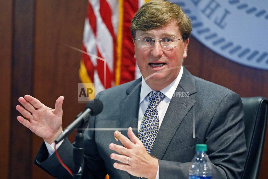Rogelio V. Solis Mississippi Gov. Tate Reeves announces the launch of a workforce training program for workers impacted by COVID-19, during his coronavirus press briefing, in Jackson, Miss., Wednesday, Aug. 5, 2020. The ReSkill Mississippi Initiative is designed to help the economic issues brought on by the pandemic, by providing Mississippians who lost their jobs the opportunity to go through skills training at Mississippi community colleges. (AP Photo/Rogelio V. Solis)