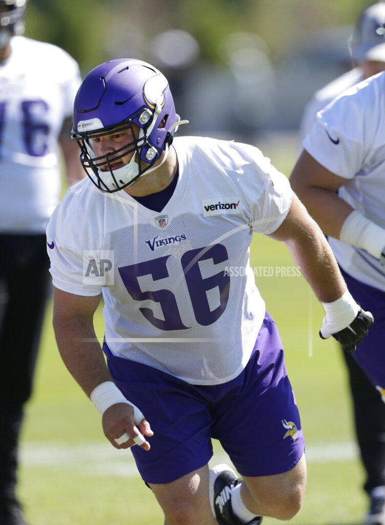 Andy Clayton-King Minnesota Vikings center Garrett Bradbury runs during drills at the team's NFL football training facility in Eagan, Minn., Thursday, June 13, 2019. (AP Photo/Andy Clayton- King)