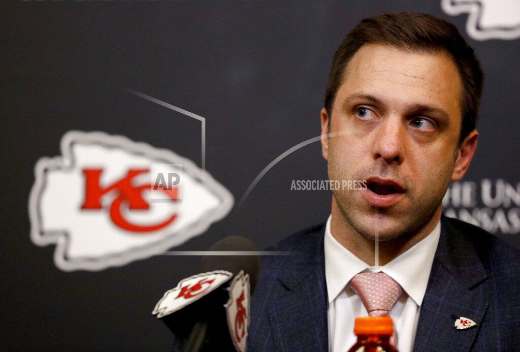 Charlie Riedel FILE - In this April 26, 2018, file photo, Kansas City Chiefs general manager Brett Veach talks to the media in Kansas City, Mo. The 2020 NFL Draft is April 23-25. (AP Photo/Charlie Riedel, File)