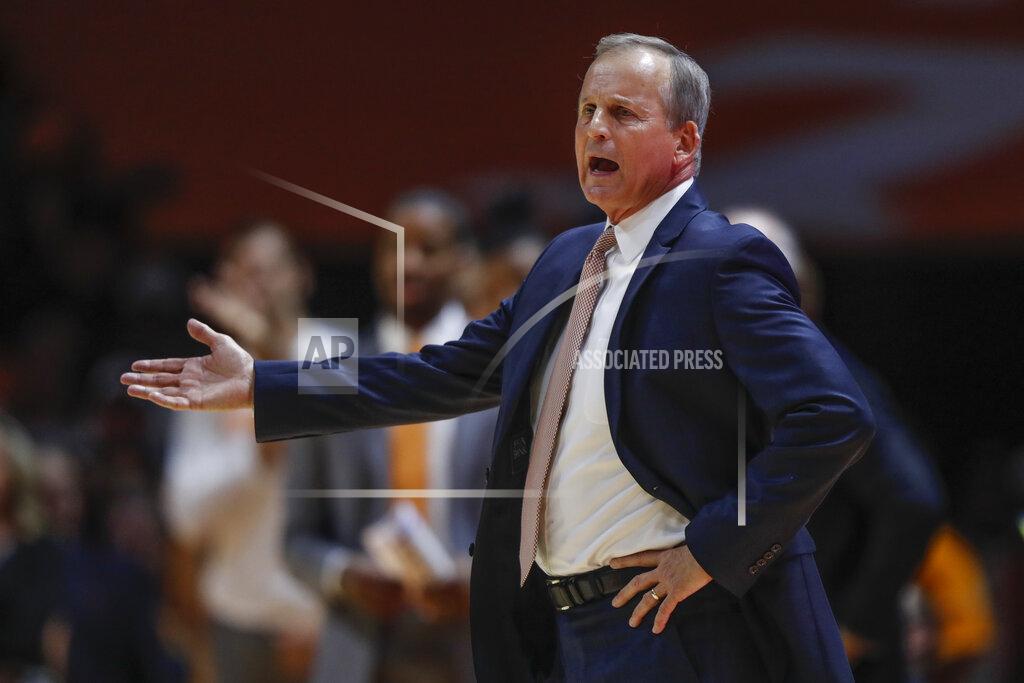Wade Payne Tennessee head coach Rick Barnes reacts to a call during the first half of an NCAA college basketball game against Memphis Saturday, Dec. 14, 2019, in Knoxville, Tenn. (AP Photo/Wade Payne)