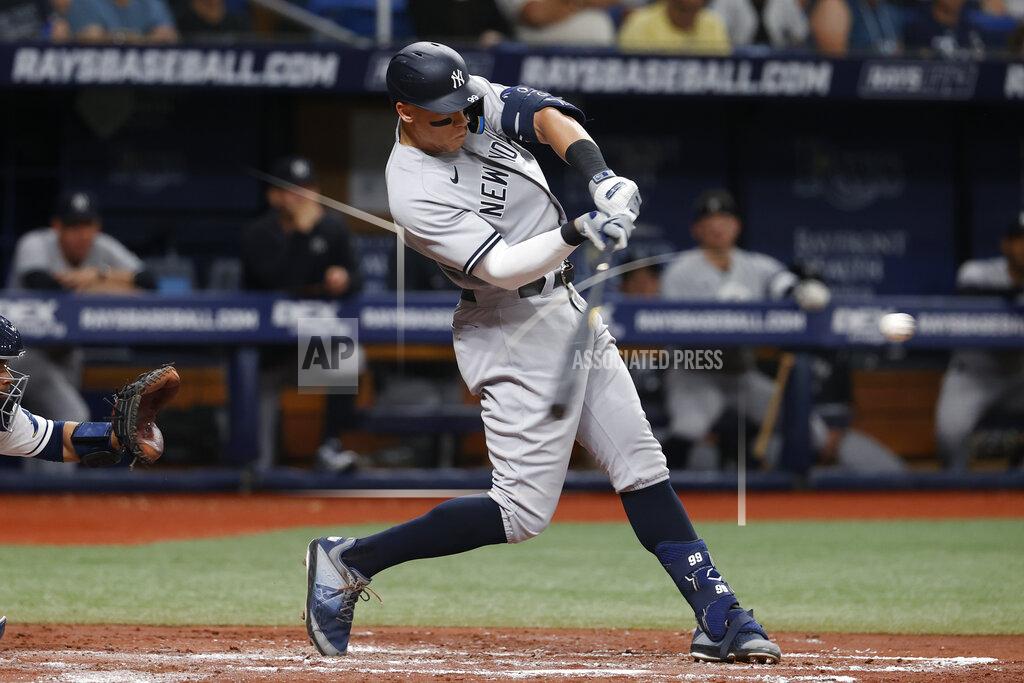 Scott Audette New York Yankees' Aaron Judge hits a home run against the Tampa Bay Rays during the fourth inning of a baseball game Wednesday, June 22, 2022, in St. Petersburg, Fla. (AP Photo/Scott Audette)