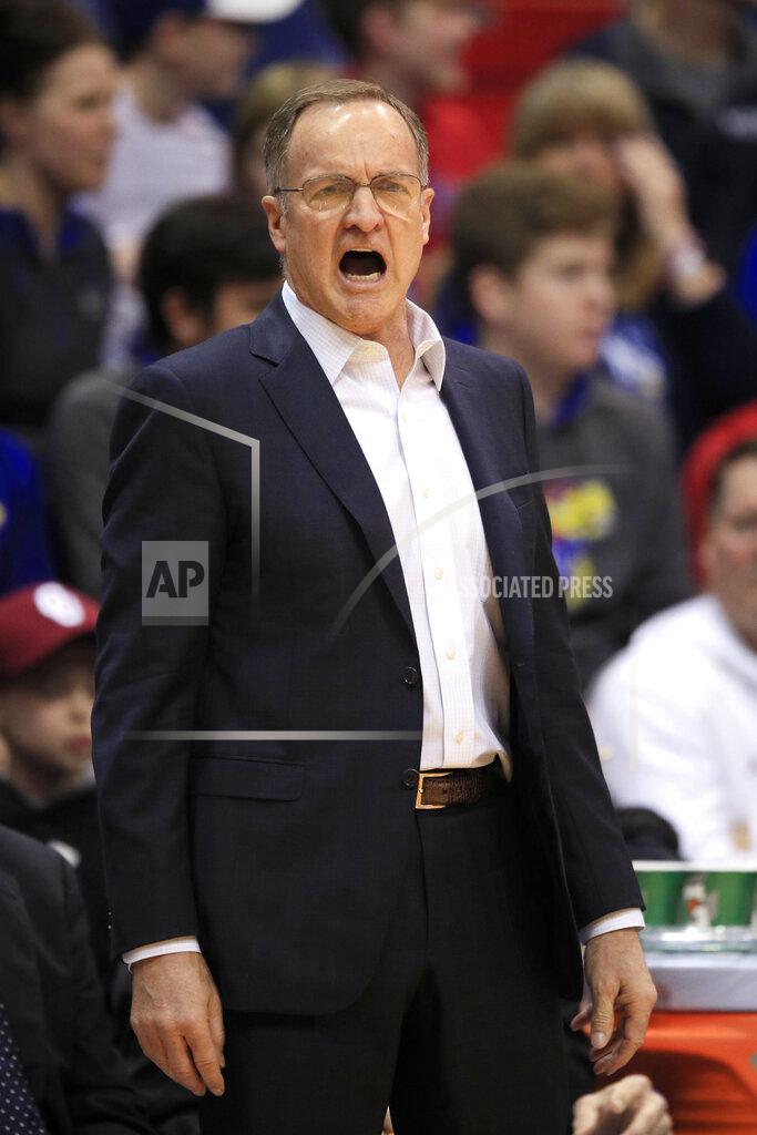 Orlin Wagner Oklahoma head coach Lon Kruger yells to his team during the first half of an NCAA college basketball game against Kansas in Lawrence, Kan., Saturday, Feb. 15, 2020. (AP Photo/Orlin Wagner)