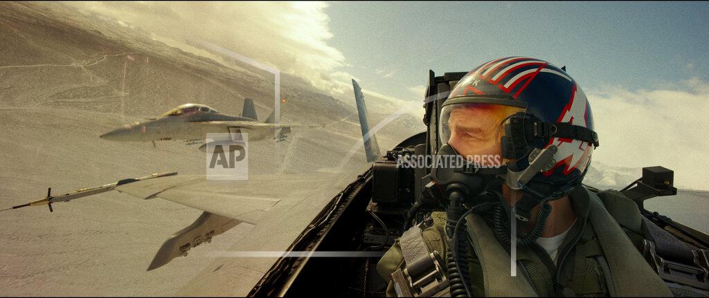 Uncredited This image released by Paramount Pictures shows Tom Cruise as Capt. Pete "Maverick" Mitchell in "Top Gun: Maverick." (Paramount Pictures via AP)
