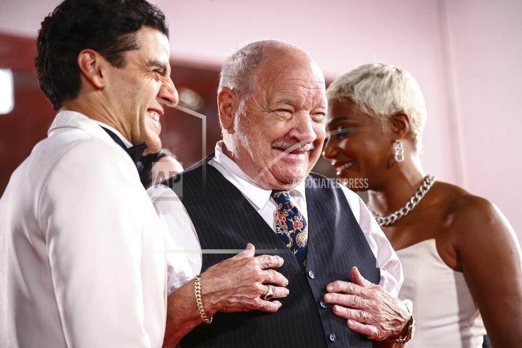 Joel C Ryan Oscar Isaac, from left, Paul Schrader and Tiffany Haddish pose for photographers upon arrival at the premiere of the film 'The Card Counter' during the 78th edition of the Venice Film Festival in Venice, Italy, Thursday, Sep, 2, 2021. (Photo by Joel C Ryan/Invision/AP)
