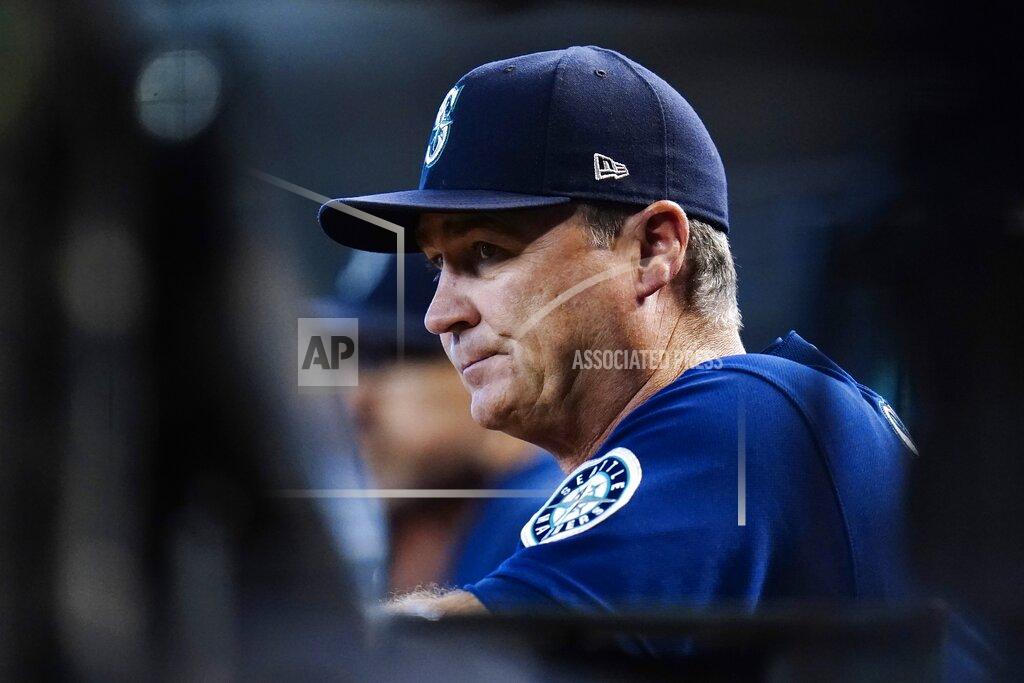 Ross D. Franklin Seattle Mariners manager Scott Servais watches his players on the field during the fourth inning of a baseball game against the Arizona Diamondbacks, Sunday, Sept. 5, 2021, in Phoenix. (AP Photo/Ross D. Franklin)