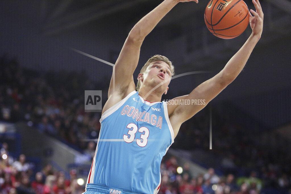 Young Kwak Gonzaga forward Ben Gregg grabs a rebound during the second half of an NCAA college basketball game against North Florida, Monday, Nov. 7, 2022, in Spokane, Wash. Gonzaga won 104-63. (AP Photo/Young Kwak)