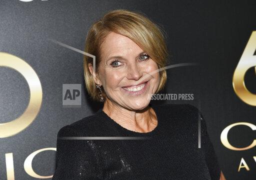 FILE - In this Wednesday, Sept. 25, 2019 file photo, Television journalist Katie Couric attends the 60th annual Clio Awards at The Manhattan Center in New York. Live Nation announced Thursday, Oct. 14, 2021, that Jennifer Garner, Brad and Kimberly Paisley and “Saturday Night Live” performers Chloe Fineman and Melissa Villaseñor will join Couric on her book tour, which run Oct. 28-Nov. 15. (Photo by Evan Agostini/Invision/AP, File)