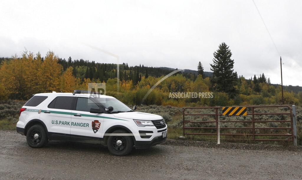 Amber Baesler A U.S. Park Ranger vehicle drives in the Spread Creek area in the Bridger-Teton National Forest, just east of Grand Teton National Park off U.S. Highway 89, Sunday, Sept. 19, 2021, in Wyoming. Authorities say they have found a body believed to be Gabrielle “Gabby” Petito, who went missing on a trip with her boyfriend. (AP Photo/Amber Baesler)