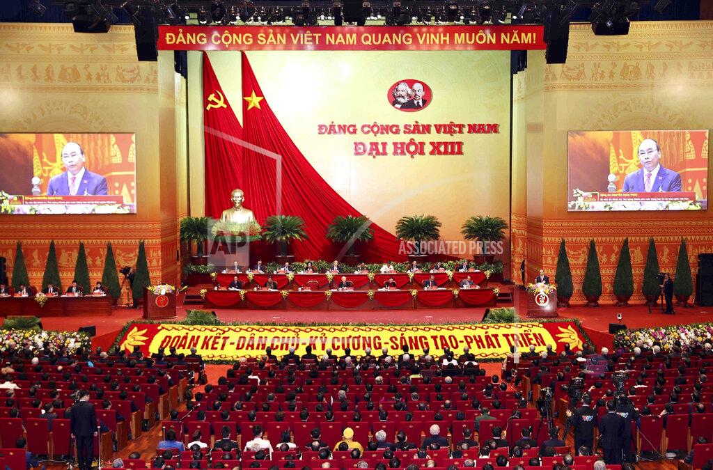 An Van Dang Delegates attend the opening of 13th Communist Party Congress in Hanoi, Vietnam on Tuesday, Jan. 26, 2021. Vietnam's ruling Communist Party has begun a crucial weeklong meeting in the capital Hanoi to set the nation's path for the next five years and appoint the country's top leaders. (An Van Dang/VNA via AP)