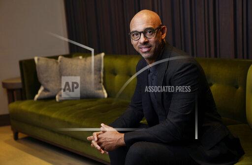 Harvey Mason jr., CEO of The Recording Academy, poses for a portrait at Harvey Mason Media music production studios, Monday, Oct. 11, 2021, in Burbank, Calif. (AP Photo/Chris Pizzello)