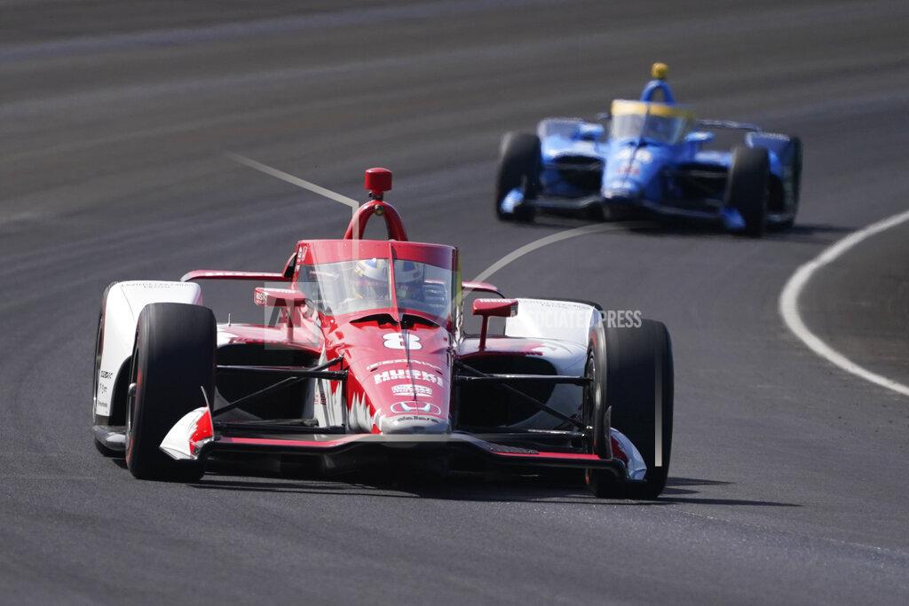 Darron Cummings Marcus Ericsson, of Sweden, drives into Turn 1 during testing at Indianapolis Motor Speedway, Thursday, April 21, 2022, in Indianapolis. (AP Photo/Darron Cummings)