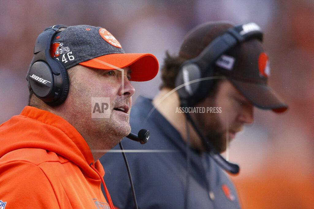 Gary Landers Cleveland Browns head coach Freddie Kitchens, left, watches during the first half of an NFL football game against the Cincinnati Bengals, Sunday, Dec. 29, 2019, in Cincinnati. (AP Photo/Gary Landers)