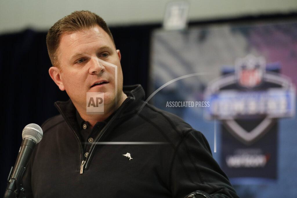 Michael Conroy FILE - In this Feb. 27, 2019, file photo, Green Bay Packers general manager Brian Gutekunst speaks during a press conference at the NFL football scouting combine in Indianapolis. The potential challenges inherent in the NFL draft’s virtual format became apparent Monday, April 20, 2020, as Gutekunst conducted a conference call with reporters. Gutekunst was about to answer a question when a technical issue caused him to get dropped from the call for about a minute. (AP Photo/Michael Conroy, File)