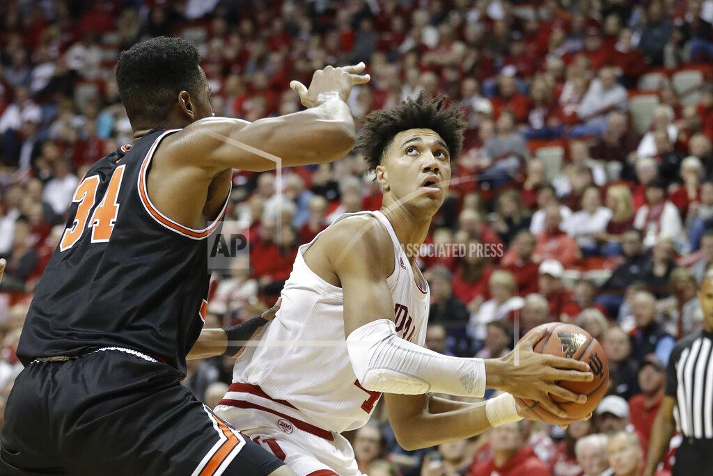 Darron Cummings Indiana's Trayce Jackson-Davis (4) looks for a shot as Princeton's Richmond Aririguzoh (34) defends during the first half of an NCAA college basketball game Wednesday, Nov. 20, 2019, in Bloomington, Ind. (AP Photo/Darron Cummings)