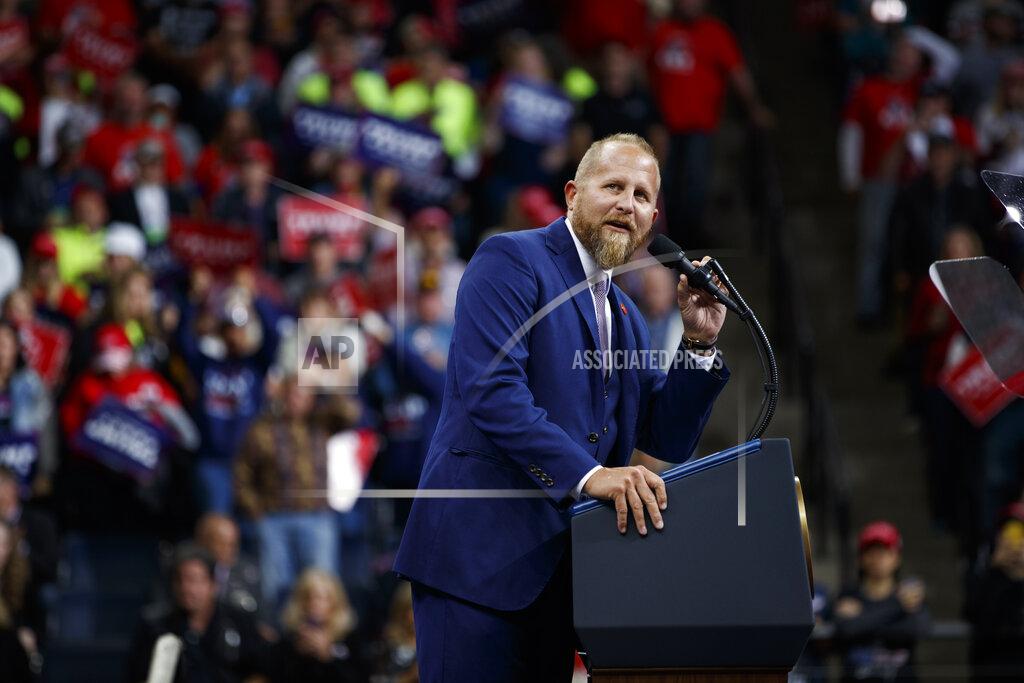 Evan Vucci FILE - In this Oct. 10, 2019, file photo, Brad Parscale, campaign manager for President Donald Trump speaks during a campaign rally at the Target Center in Minneapolis. Trump in recent days has signed off on bringing a number of veterans of his 2016 campaign back for his reelection campaign. It's a reenlistment of loyalists that follows the return of others from his original team to the West Wing. (AP Photo/Evan Vucci, File)