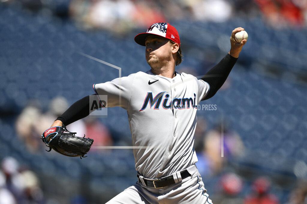 Nick Wass Miami Marlins starting pitcher Braxton Garrett throws during the third inning of a baseball game against the Washington Nationals, Monday, July 4, 2022, in Washington. (AP Photo/Nick Wass)