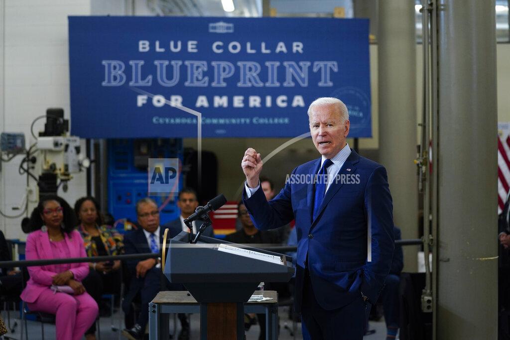 Evan Vucci President Joe Biden delivers remarks on the economy at the Cuyahoga Community College Metropolitan Campus, Thursday, May 27, 2021, in Cleveland. (AP Photo/Evan Vucci)