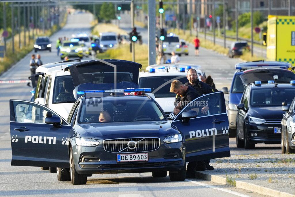 Claus Bech Police and emergency services at the Field's shopping center after a shooting, in Copenhagen, Denmark, Sunday, July 3, 2022. Danish police said Sunday that several people were shot at a Copenhagen shopping mall, one of the largest in Scandinavia. Copenhagen police said that one person has been arrested in connection with the shooting at the Field’s shopping mall, which is close to the city's airport. Police tweeted that “several people have been hit,” but gave no other details. (Claus Bech/Ritzau Scanpix via AP)