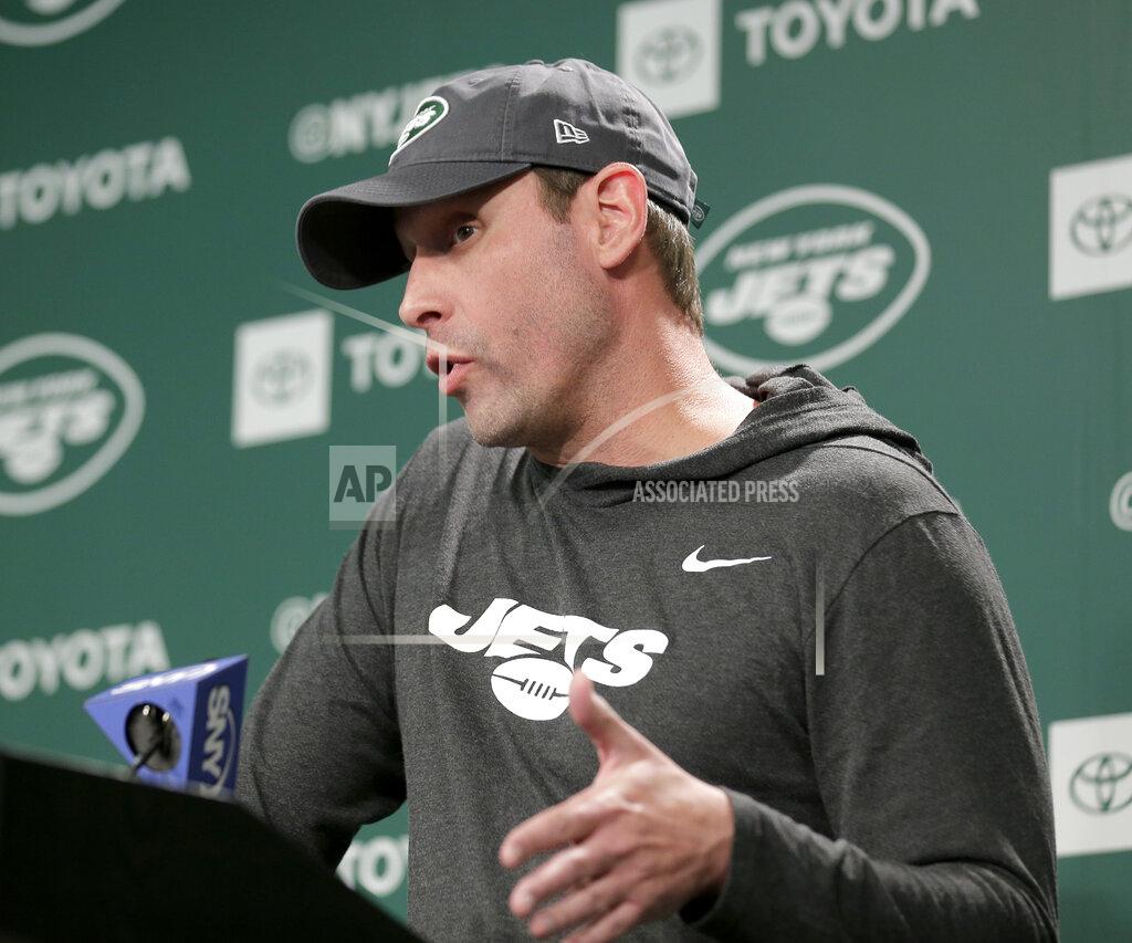 New York Jets head coach Adam Gase takes questions from reporters before the NFL football team's practice in Florham Park, N.J., Thursday, May 23, 2019. (AP Photo/Seth Wenig)