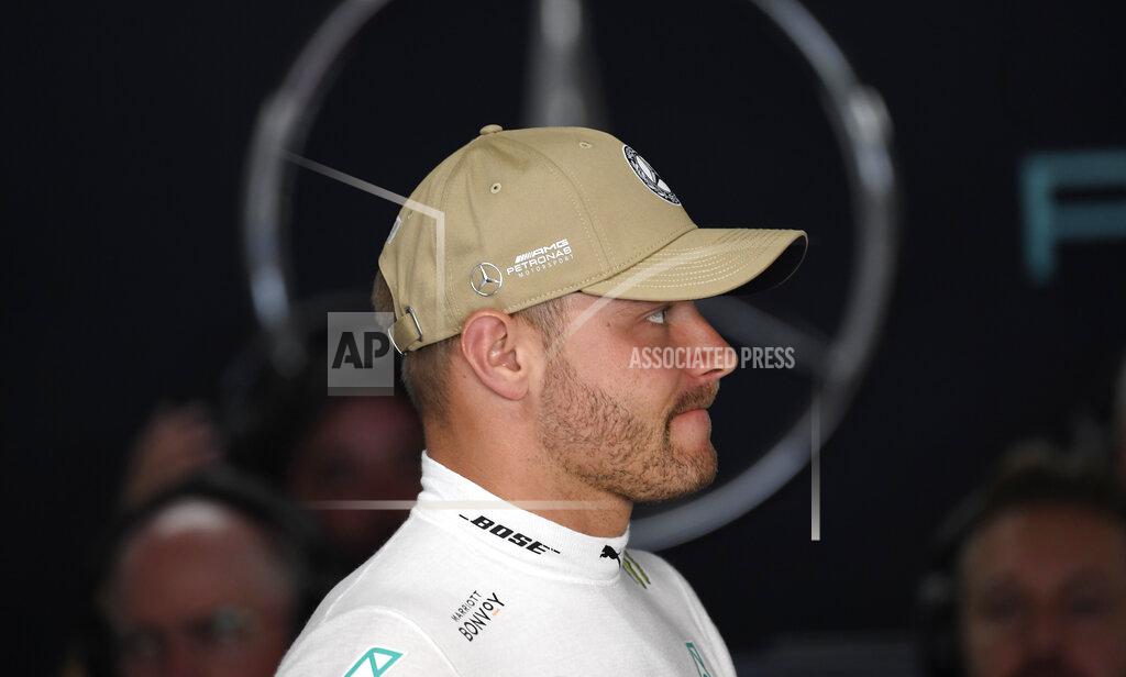 Jens Meyer Mercedes driver Valtteri Bottas of Finland prior to the first practice session at the Hockenheimring racetrack in Hockenheim, Germany, Friday, July 26, 2019. The German Formula One Grand Prix will be held on Sunday. (AP Photo/Jens Meyer)